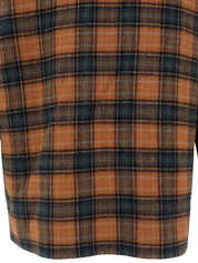 Wool check pattern coat in orange/green
