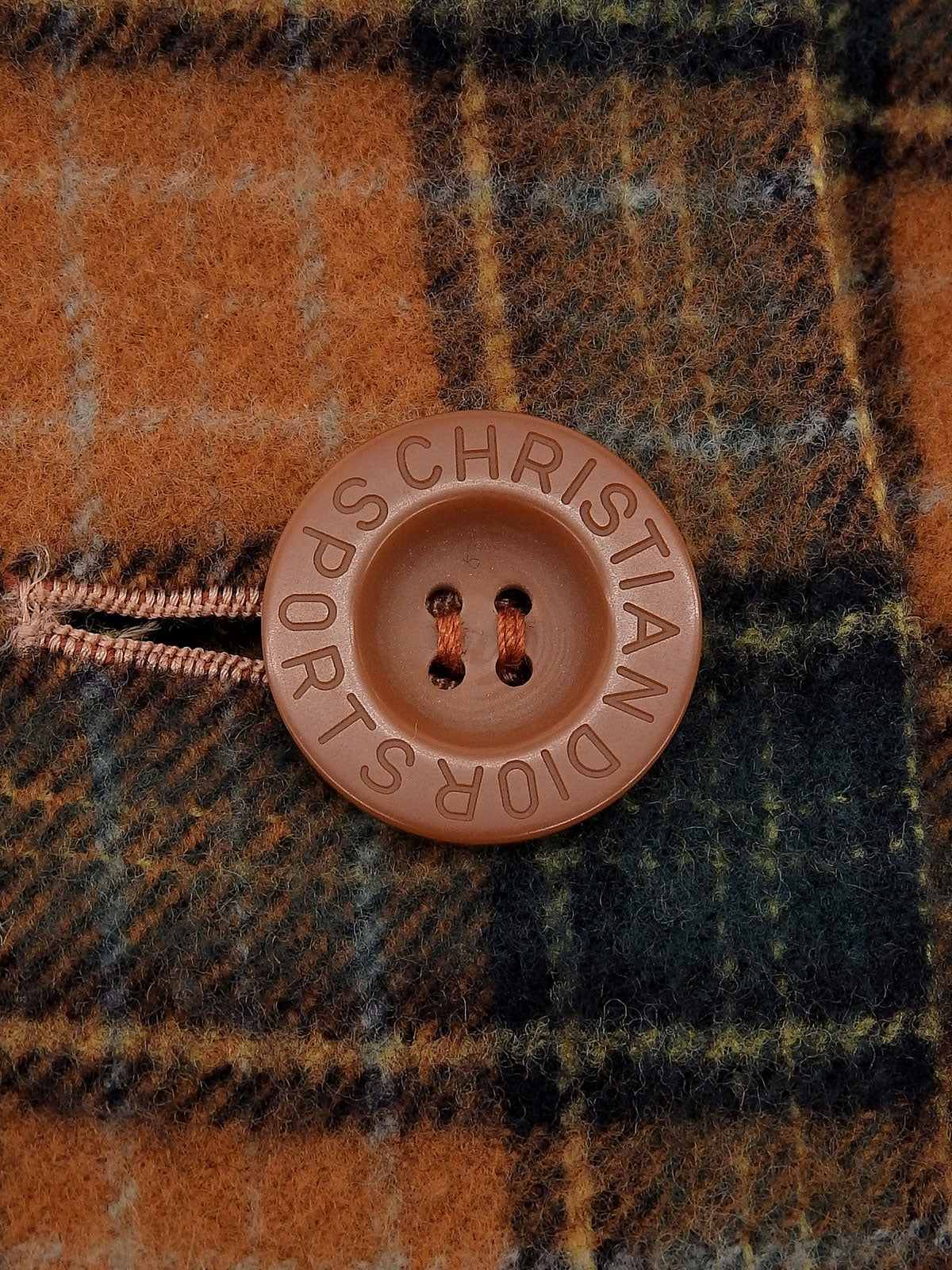 Wool check pattern coat in orange/green