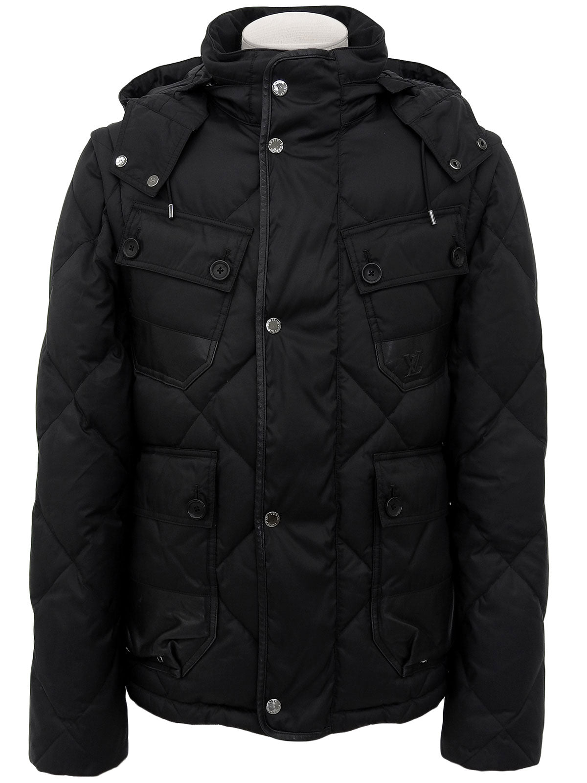 Logo Button 2-Way Down Coat in Black