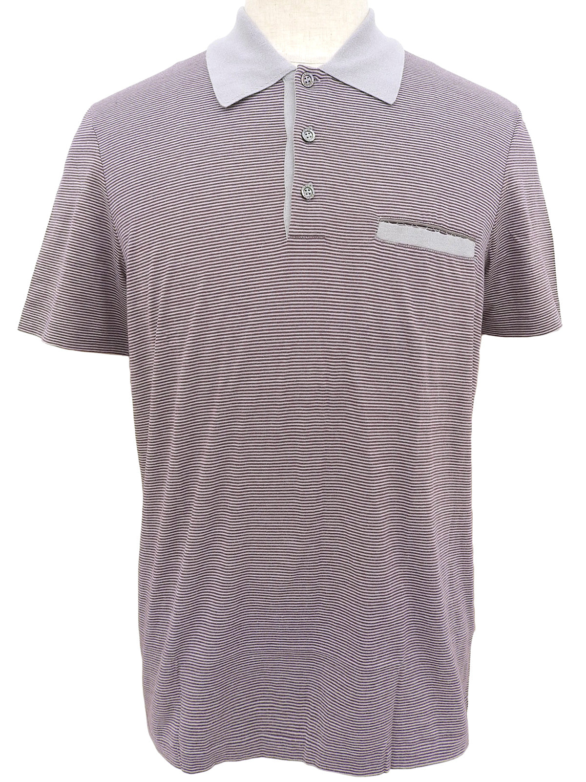 Border pattern logo embroidered polo shirt in gray/purple