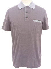 Border pattern logo embroidered polo shirt in gray/purple