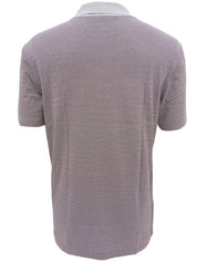 Border pattern logo embroidered polo shirt in gray/purple