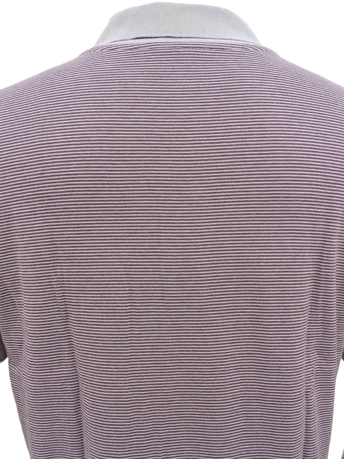 Border pattern logo embroidered polo shirt in gray/purple