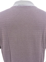 Border pattern logo embroidered polo shirt in gray/purple