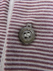 Border pattern logo embroidered polo shirt in gray/purple