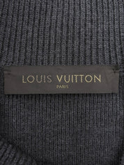 Logo Embossed Shawl Neck Knit Sweater #L Charcoal Gray