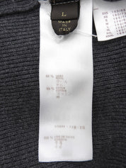 Logo-embossed shawl neck knit sweater in charcoal gray