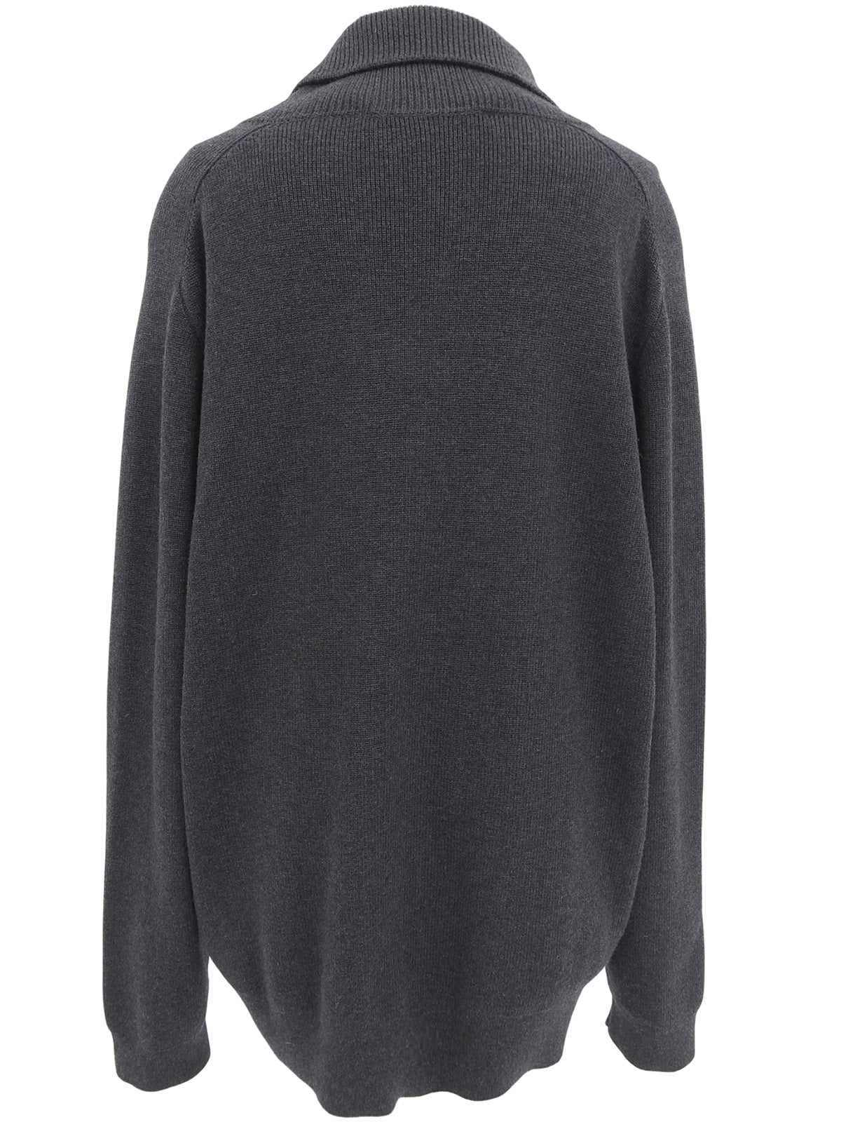 Logo Embossed Shawl Neck Knit Sweater #L Charcoal Gray
