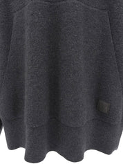 Logo-embossed shawl neck knit sweater in charcoal gray
