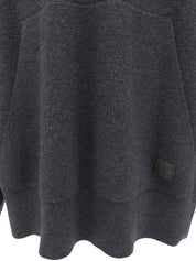 Logo Embossed Shawl Neck Knit Sweater #L Charcoal Gray