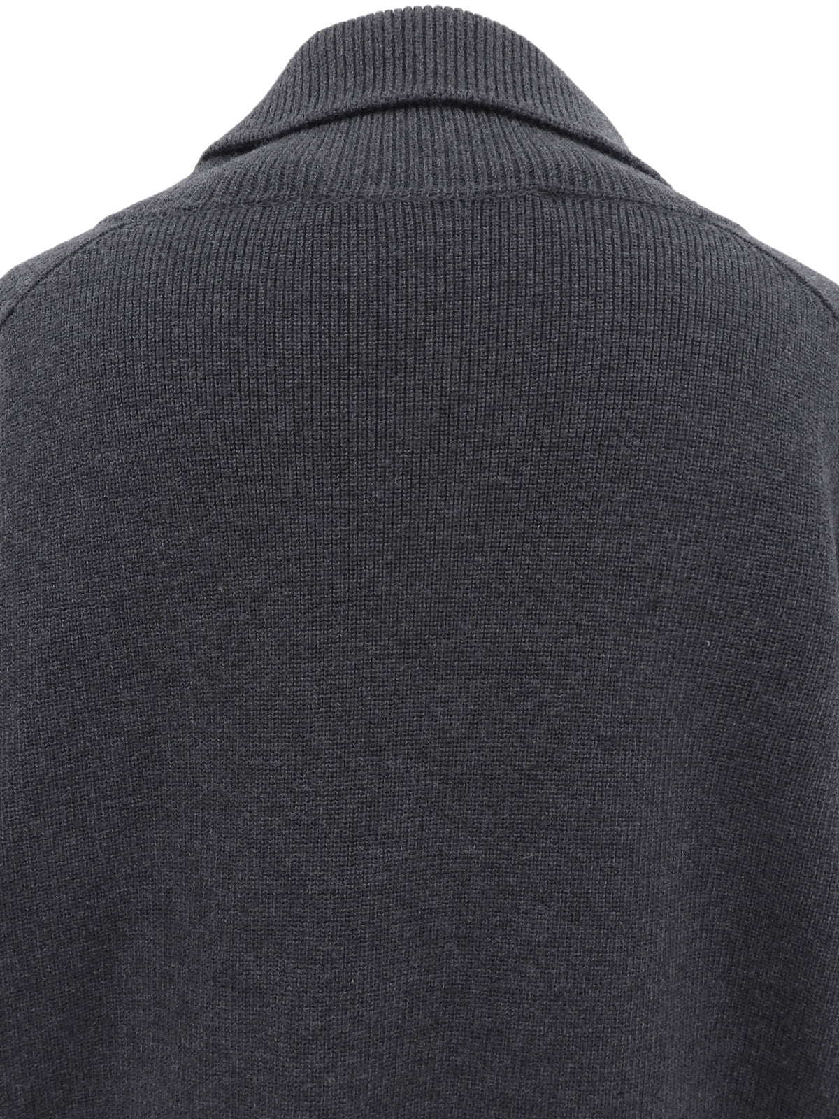 Logo Embossed Shawl Neck Knit Sweater #L Charcoal Gray