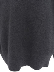 Logo-embossed shawl neck knit sweater in charcoal gray