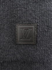 Logo Embossed Shawl Neck Knit Sweater #L Charcoal Gray