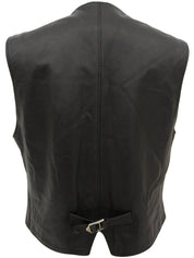 Real Leather Logo Button Vest in Black