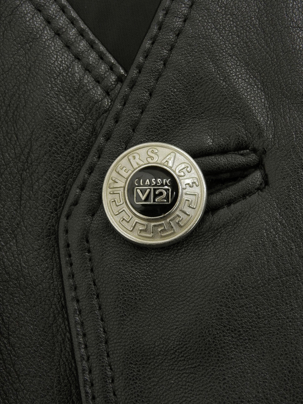 Real Leather Logo Button Vest in Black