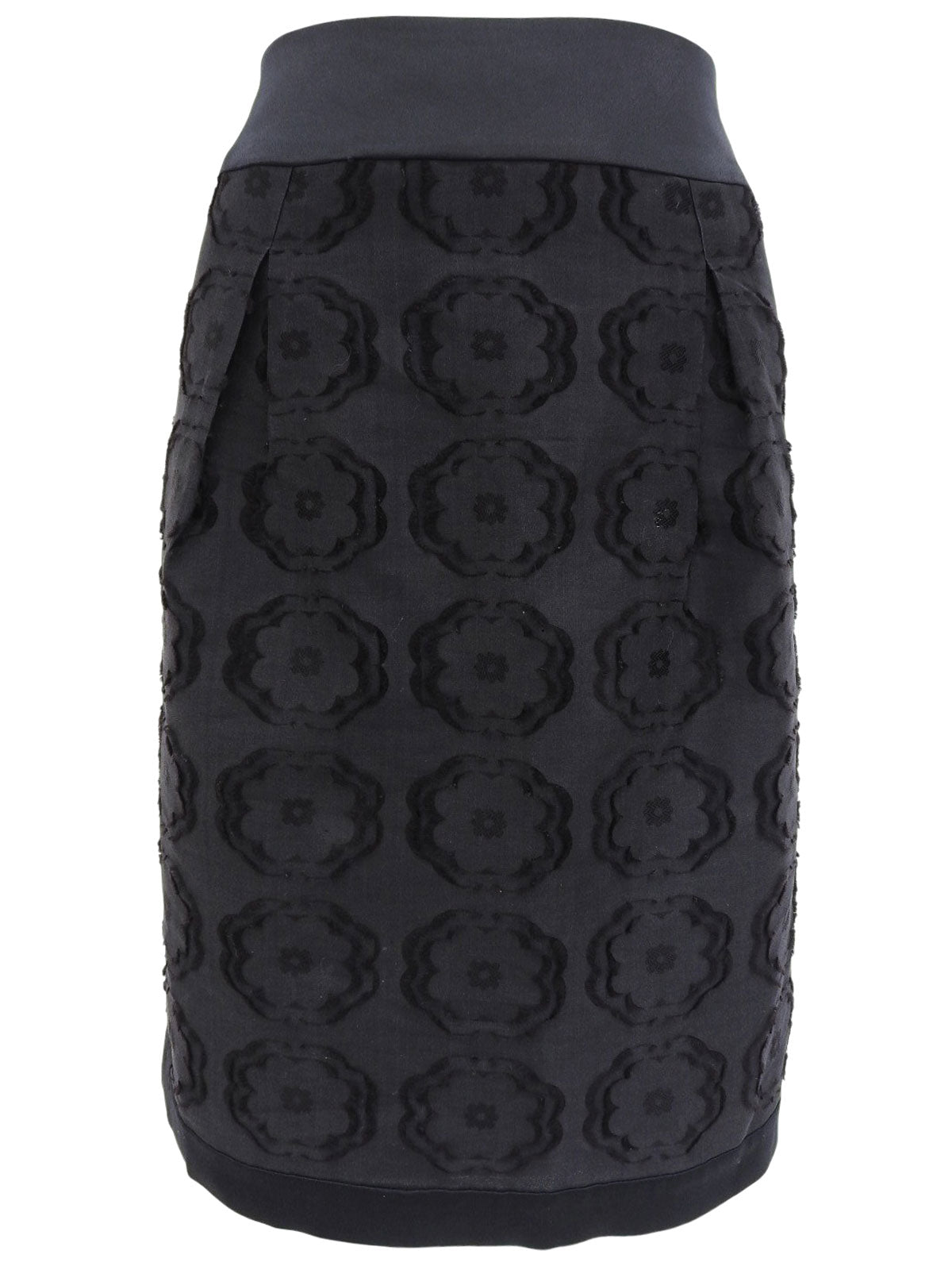 フラワーパターンタイトスカート ブラック