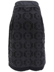 フラワーパターンタイトスカート ブラック