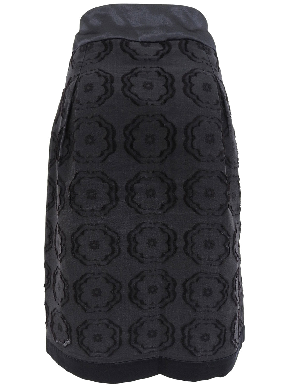 Floral Pattern Tight Skirt #36 Black