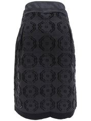 Floral Pattern Tight Skirt #36 Black