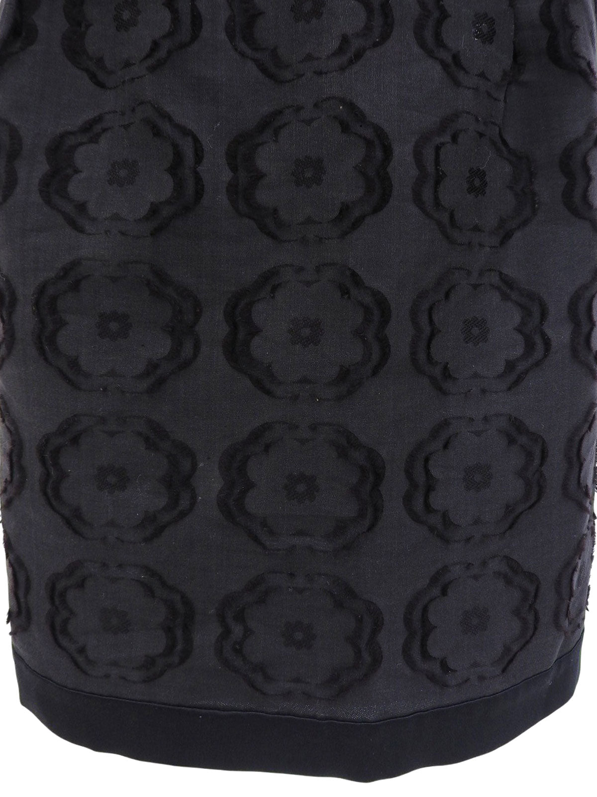 フラワーパターンタイトスカート ブラック