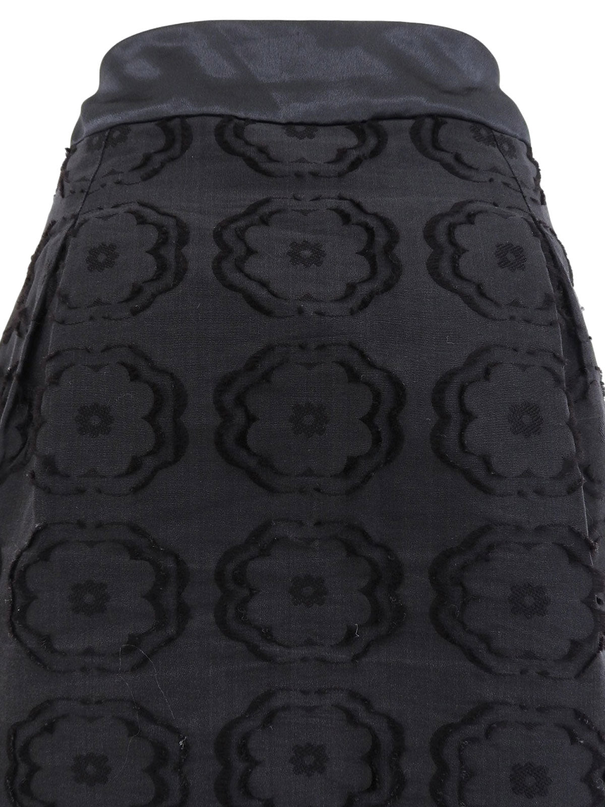 フラワーパターンタイトスカート ブラック