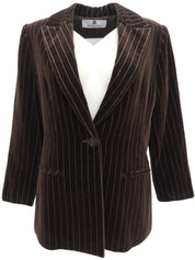 Velour Stripe Pattern Jacket Brown