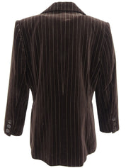 Velour Stripe Pattern Jacket Brown
