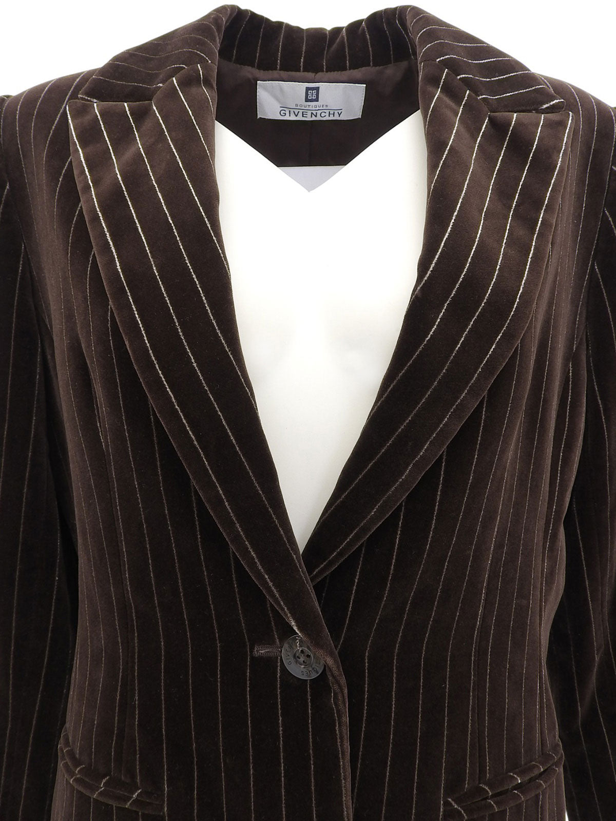 Velour Stripe Pattern Jacket Brown