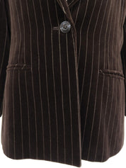 Velour Stripe Pattern Jacket Brown