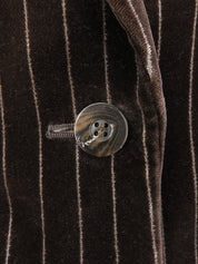 Velour Stripe Pattern Jacket Brown