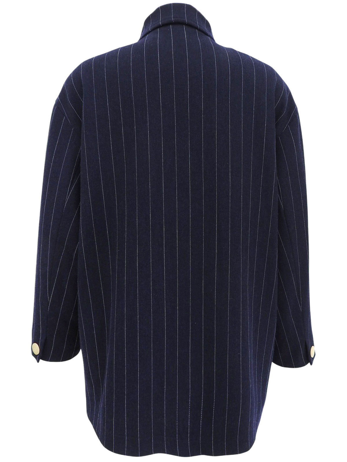 海军蓝羊毛条纹外套