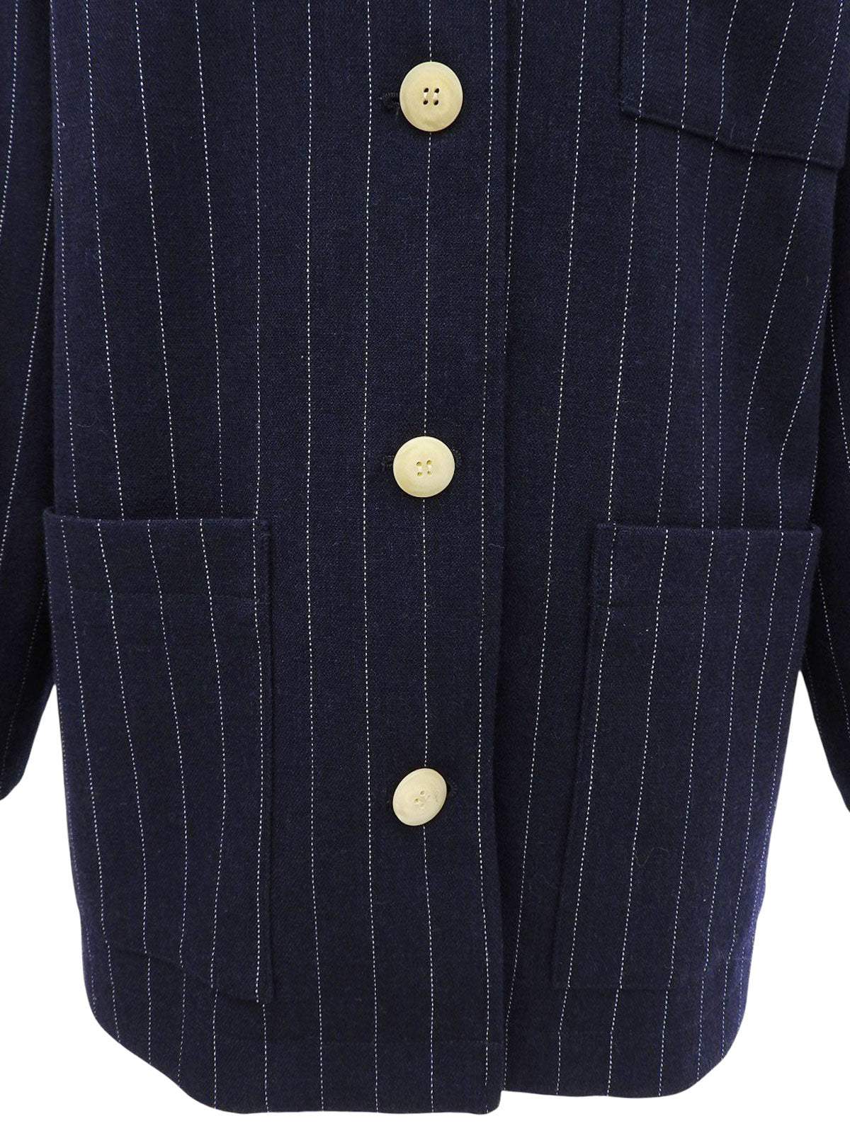 海军蓝羊毛条纹外套