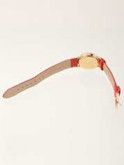 シェリーラウンドロゴフェイスウォッチ レッド/ゴールド