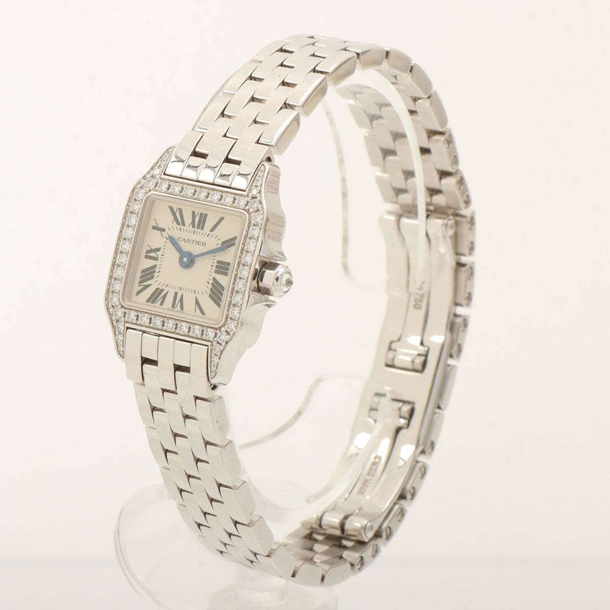 18K Diamond Mini Santos Demoiselle Silver