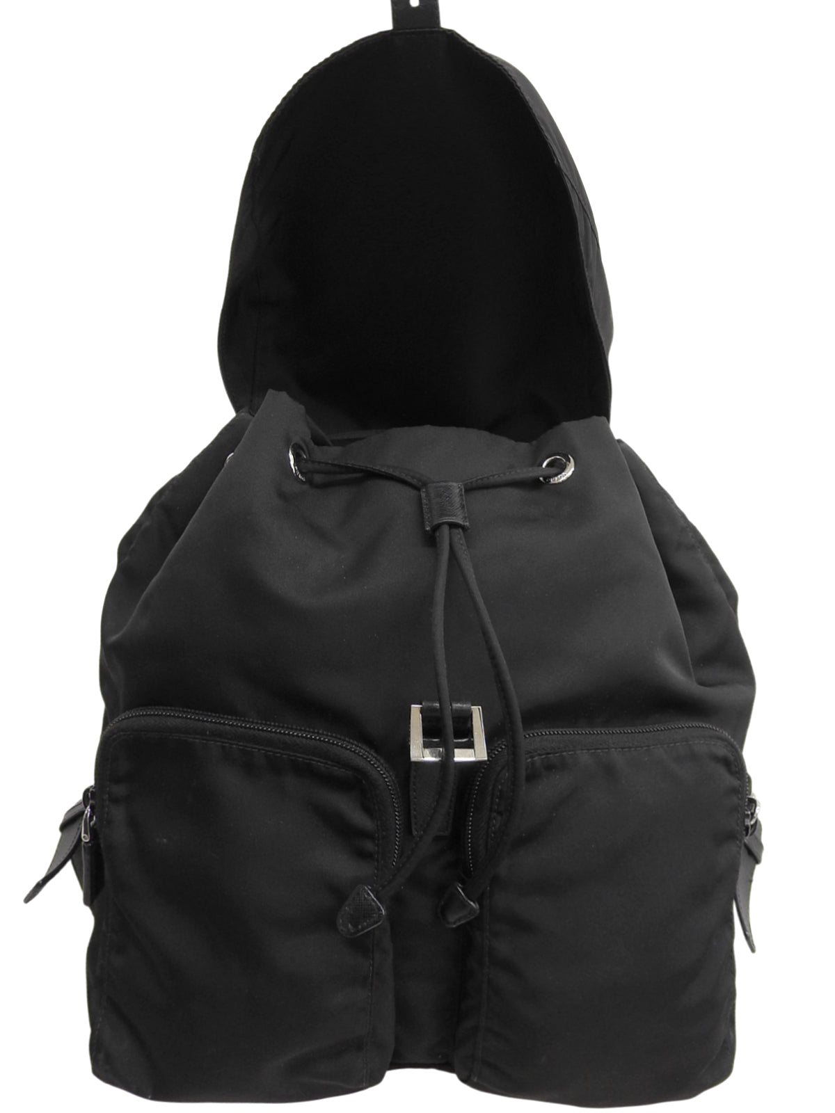 Nylon Logo Plate Backpack in Black