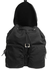 Nylon Logo Plate Backpack in Black