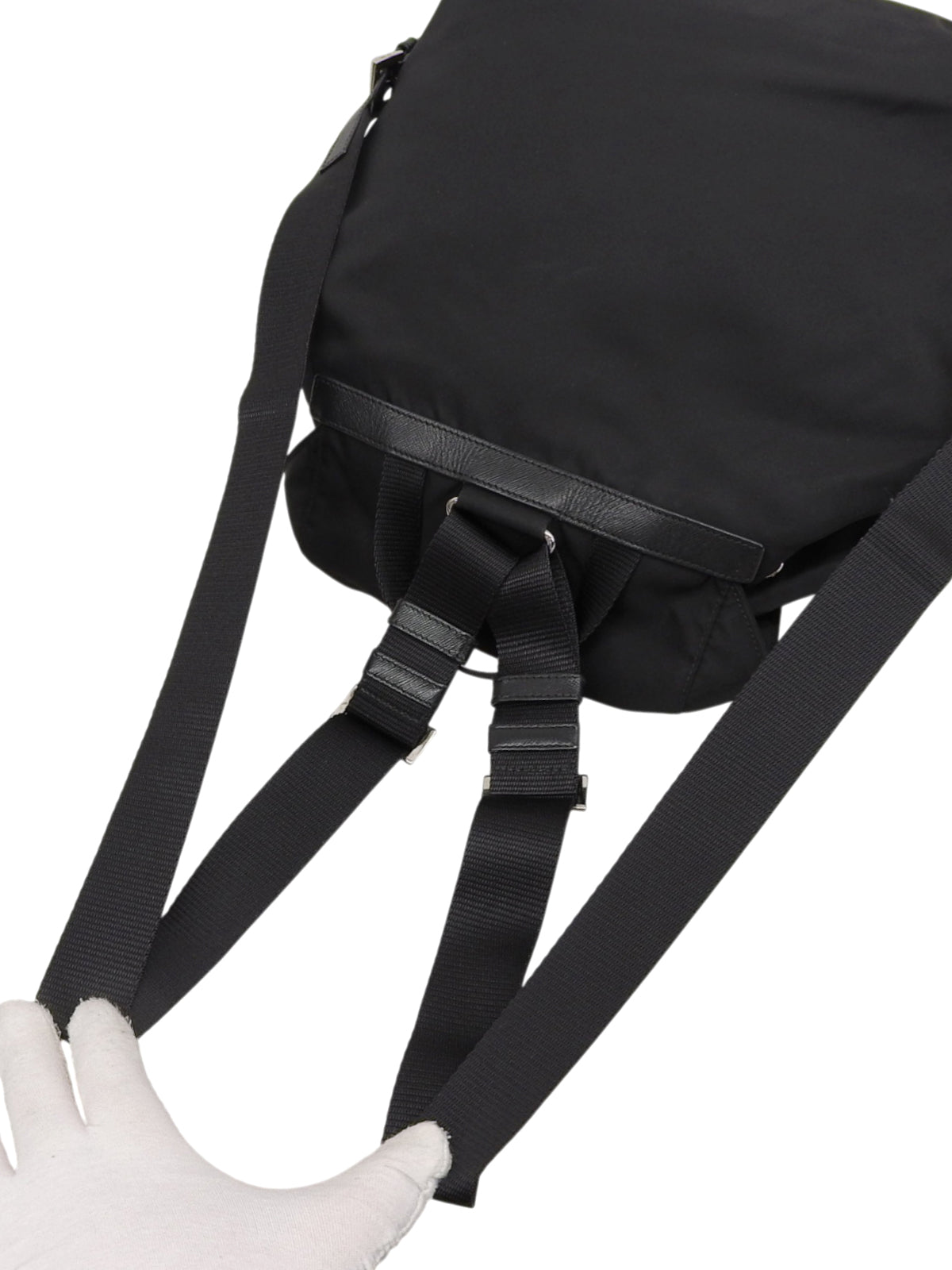 Nylon Logo Plate Backpack in Black