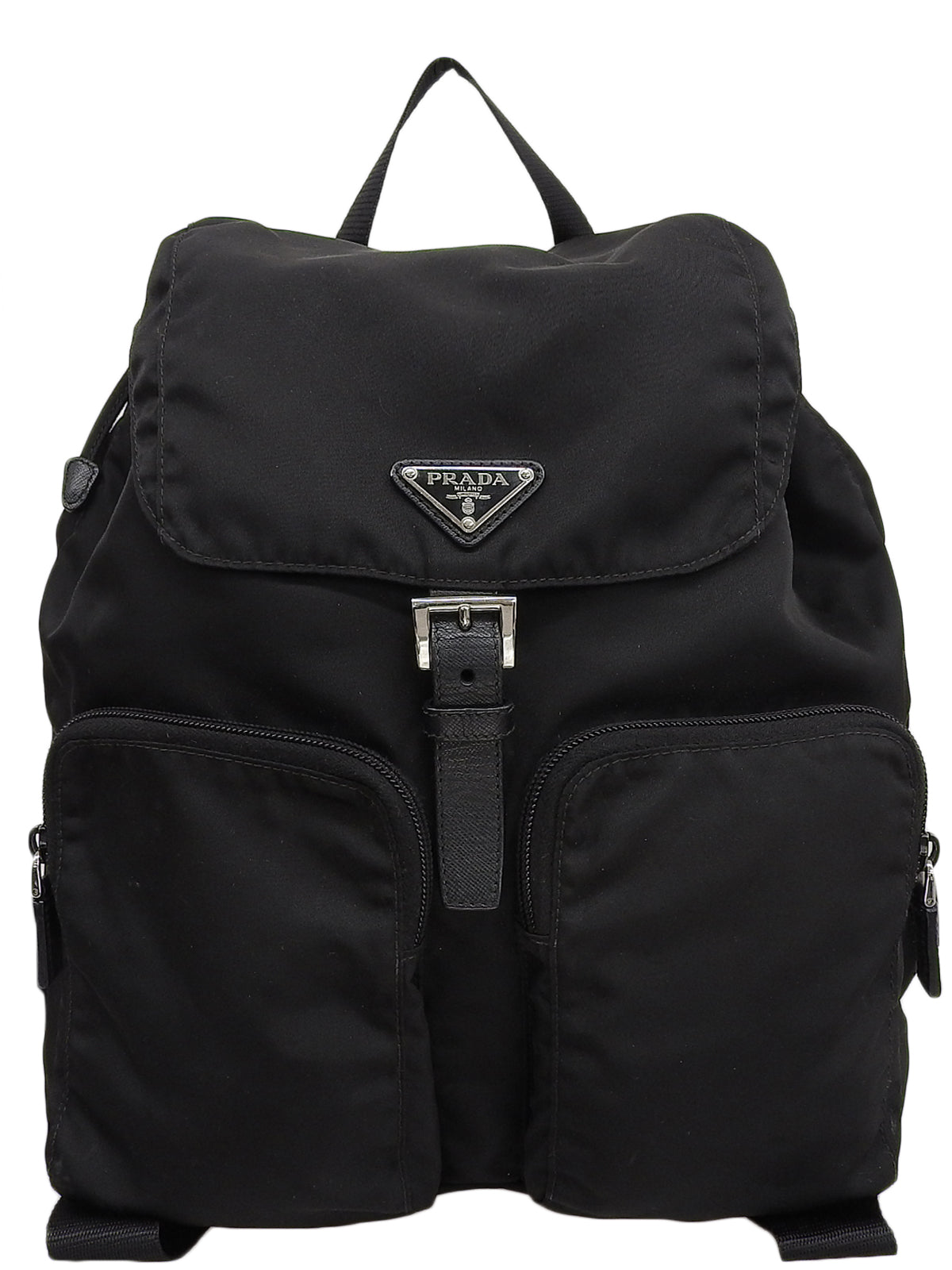 Nylon Logo Plate Backpack in Black