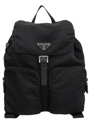 Nylon Logo Plate Backpack in Black