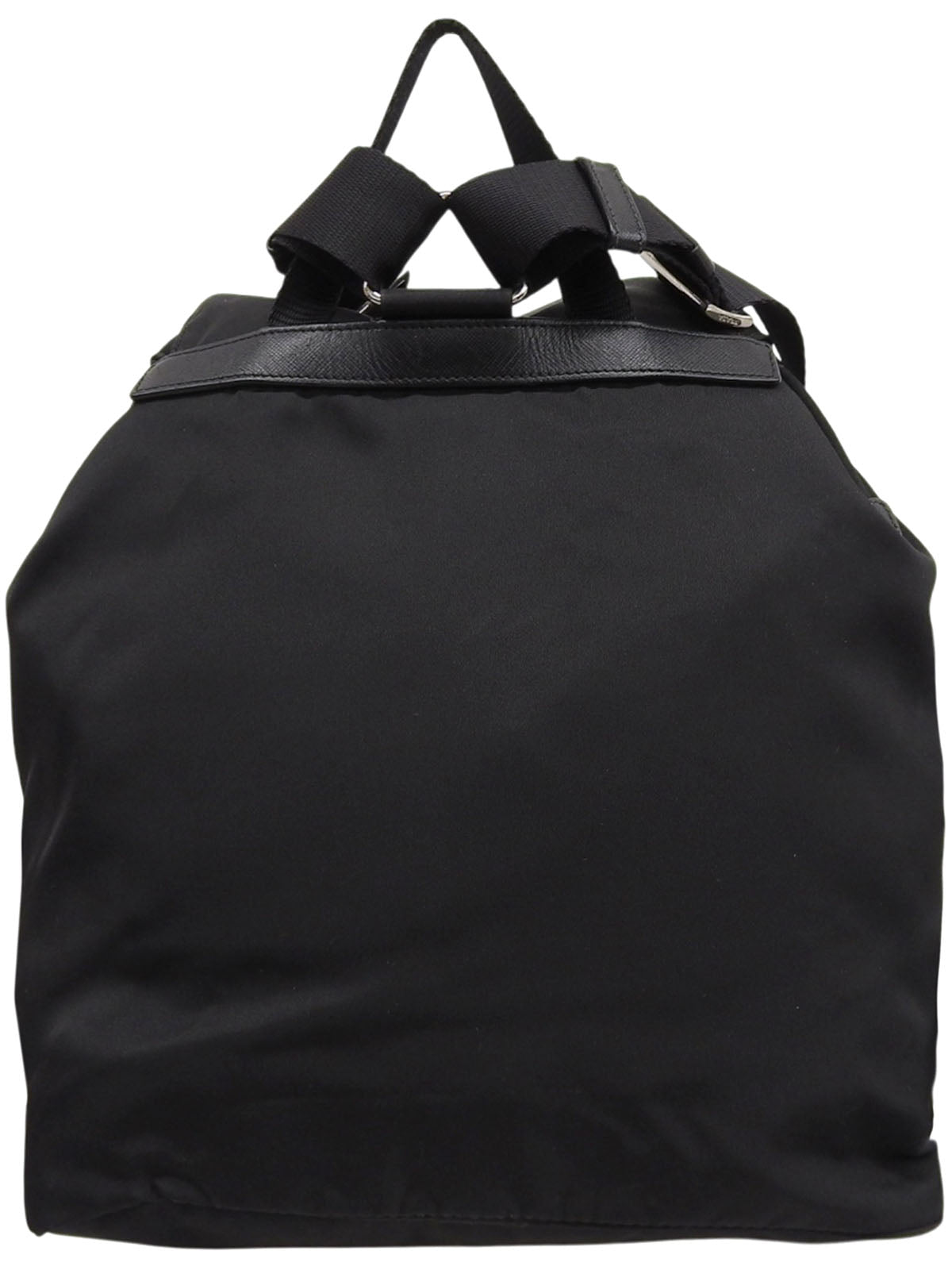 Nylon Logo Plate Backpack in Black