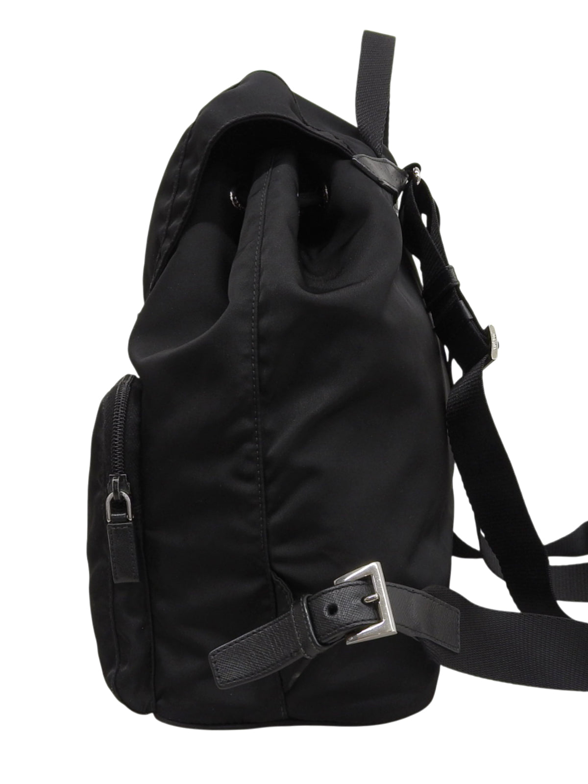 Nylon Logo Plate Backpack in Black