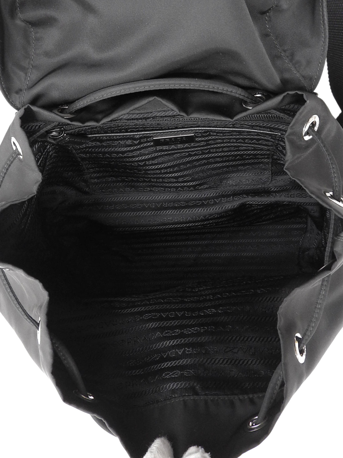 Nylon Logo Plate Backpack in Black