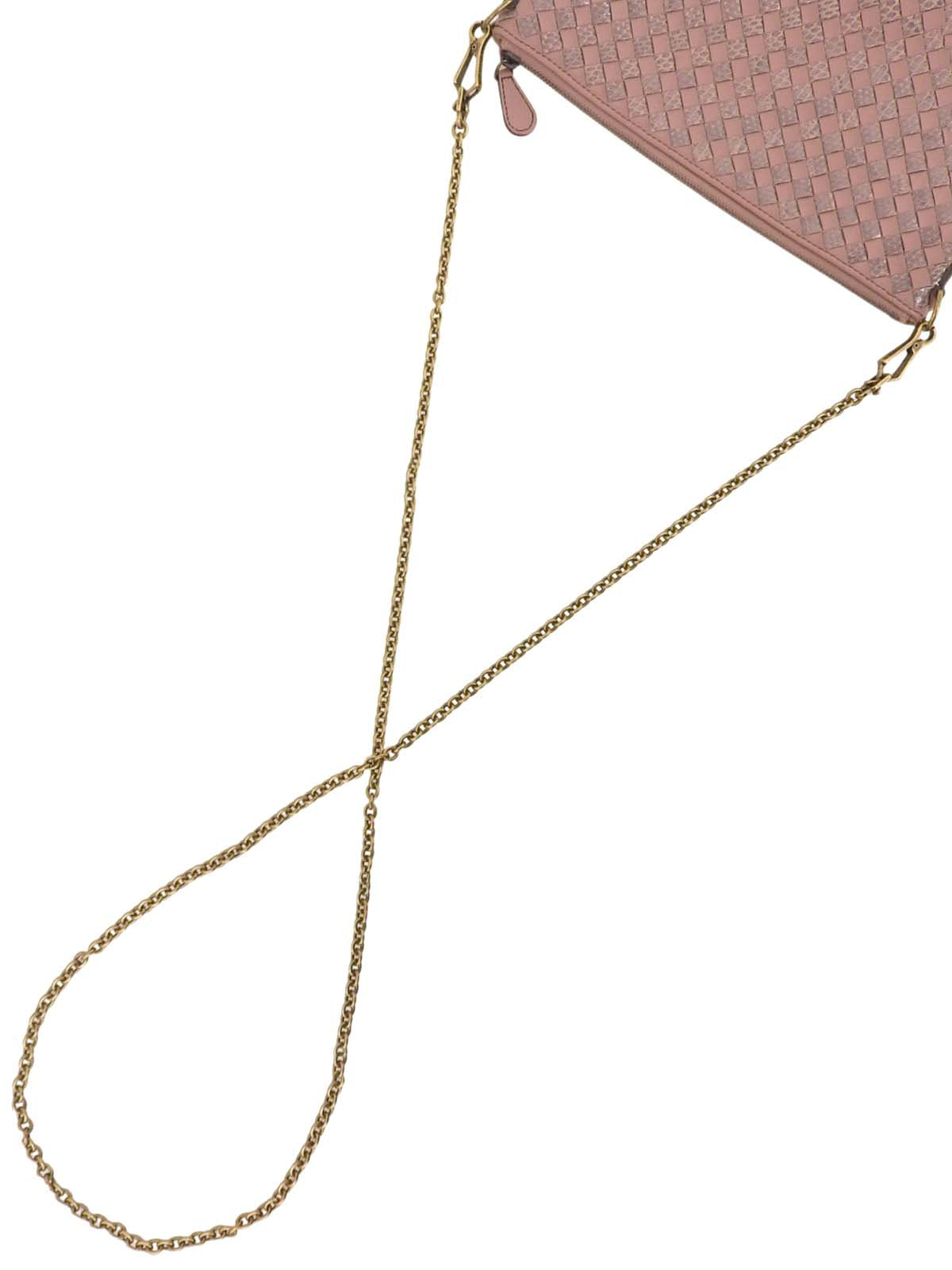 パイソンレザーコンビチェーンショルダーバッグ ピンク