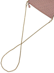 パイソンレザーコンビチェーンショルダーバッグ ピンク