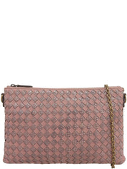 パイソンレザーコンビチェーンショルダーバッグ ピンク