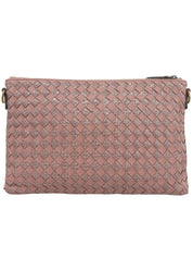 パイソンレザーコンビチェーンショルダーバッグ ピンク