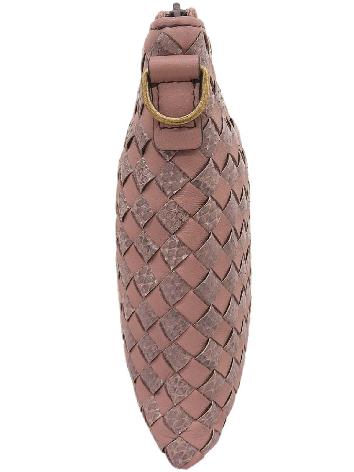 パイソンレザーコンビチェーンショルダーバッグ ピンク