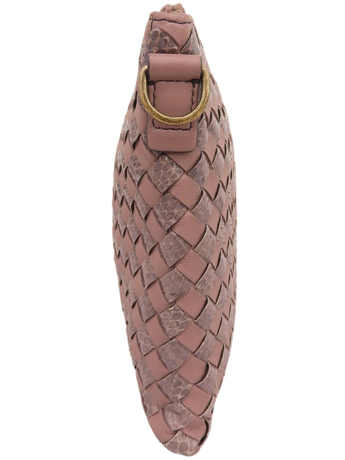 パイソンレザーコンビチェーンショルダーバッグ ピンク