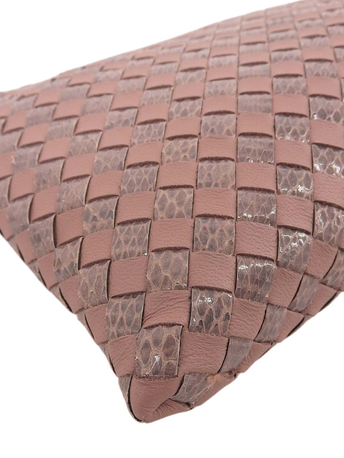 パイソンレザーコンビチェーンショルダーバッグ ピンク