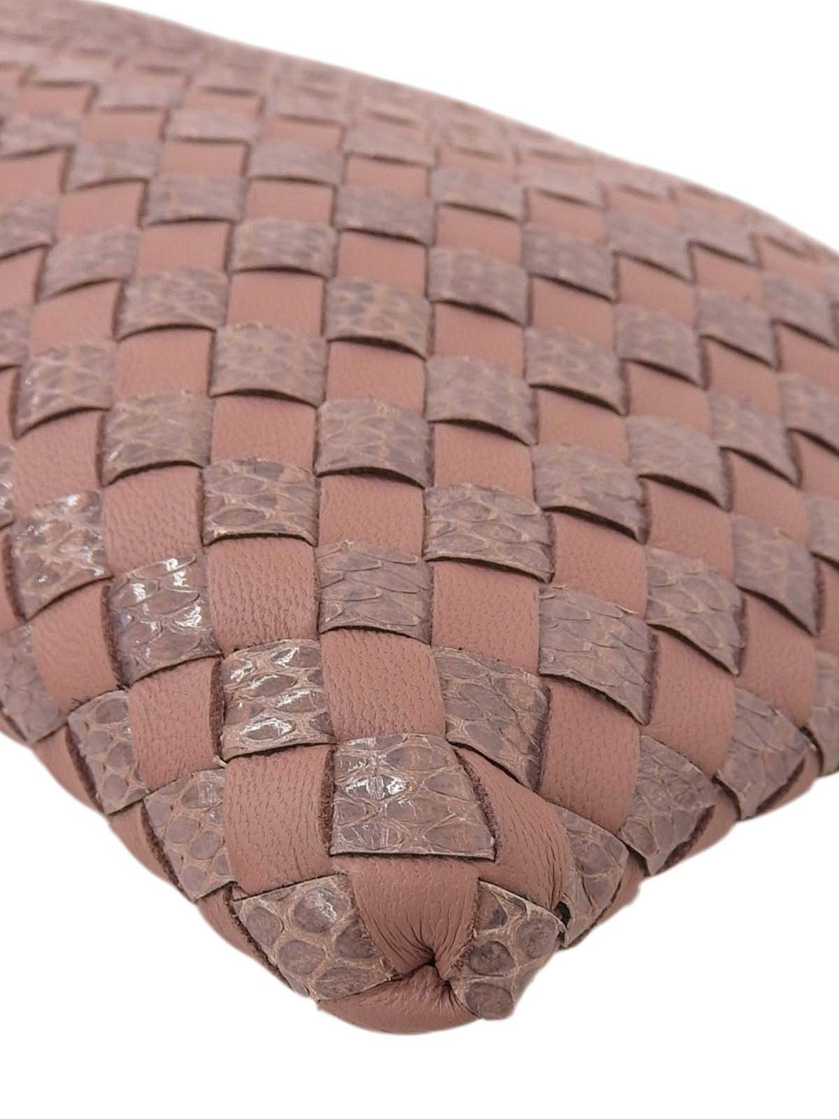 パイソンレザーコンビチェーンショルダーバッグ ピンク